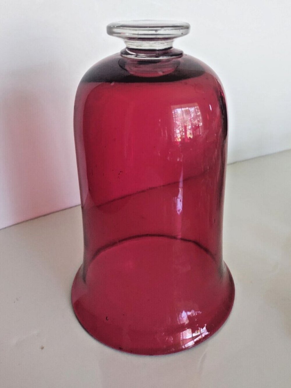 Vintage Ruby Red Christmas Glass Cloche 7" x 4 1/4" Hand Blown Glass